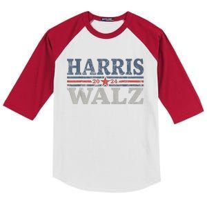 Harris Waltz2024 Retro Stripe Kamala Harris Tim Waltz 24 Kids Colorblock Raglan Jersey