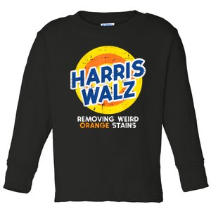 Harris Walz Removing Weird Orange Stains Toddler Long Sleeve Shirt