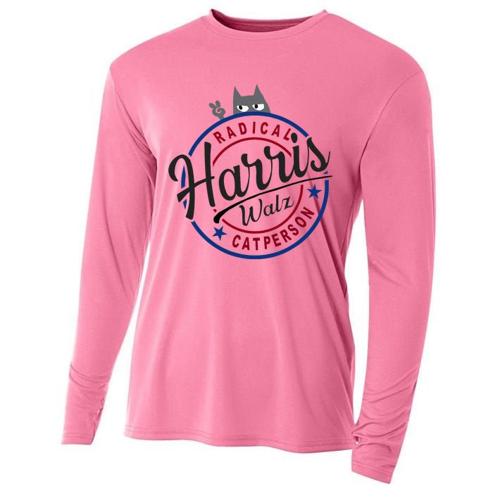 Harris Walz Radical Cat Lady Person Election Kamala Walz Cooling Performance Long Sleeve Crew