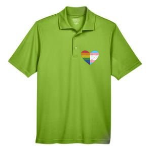 Heart With Rainbow And Transg Flag For Pride Month Men's Origin Performance Pique Polo