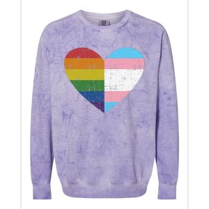 Heart With Rainbow And Transg Flag For Pride Month Colorblast Crewneck Sweatshirt