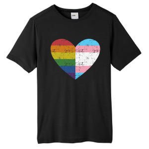 Heart With Rainbow And Transg Flag For Pride Month Tall Fusion ChromaSoft Performance T-Shirt