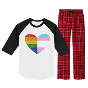 Heart With Rainbow And Transg Flag For Pride Month Raglan Sleeve Pajama Set