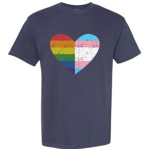 Heart With Rainbow And Transg Flag For Pride Month Garment-Dyed Heavyweight T-Shirt