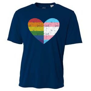 Heart With Rainbow And Transg Flag For Pride Month Cooling Performance Crew T-Shirt