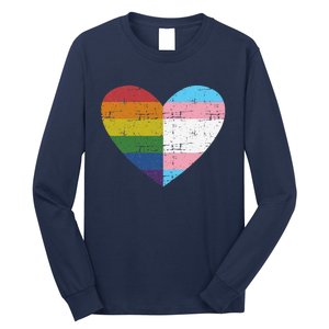 Heart With Rainbow And Transg Flag For Pride Month Long Sleeve Shirt