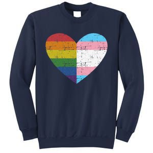 Heart With Rainbow And Transg Flag For Pride Month Sweatshirt