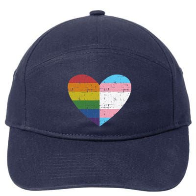 Heart With Rainbow And Transg Flag For Pride Month 7-Panel Snapback Hat