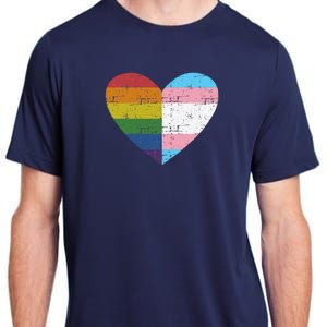 Heart With Rainbow And Transg Flag For Pride Month Adult ChromaSoft Performance T-Shirt