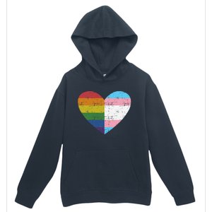 Heart With Rainbow And Transg Flag For Pride Month Urban Pullover Hoodie