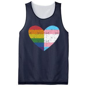 Heart With Rainbow And Transg Flag For Pride Month Mesh Reversible Basketball Jersey Tank