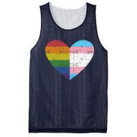 Heart With Rainbow And Transg Flag For Pride Month Mesh Reversible Basketball Jersey Tank