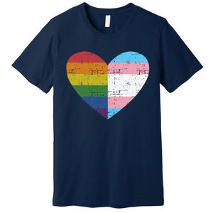 Heart With Rainbow And Transg Flag For Pride Month Premium T-Shirt