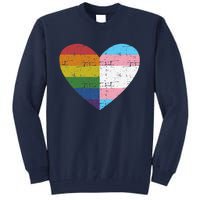 Heart With Rainbow And Transg Flag For Pride Month Tall Sweatshirt