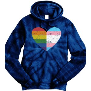 Heart With Rainbow And Transg Flag For Pride Month Tie Dye Hoodie