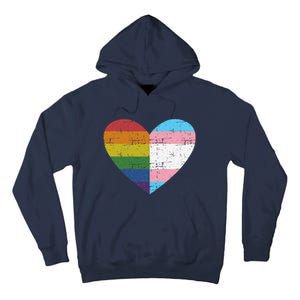 Heart With Rainbow And Transg Flag For Pride Month Tall Hoodie