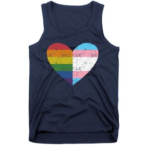 Heart With Rainbow And Transg Flag For Pride Month Tank Top