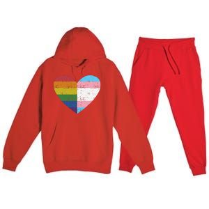 Heart With Rainbow And Transg Flag For Pride Month Premium Hooded Sweatsuit Set