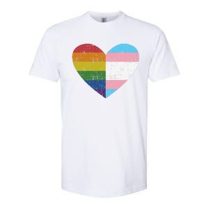 Heart With Rainbow And Transg Flag For Pride Month Softstyle CVC T-Shirt