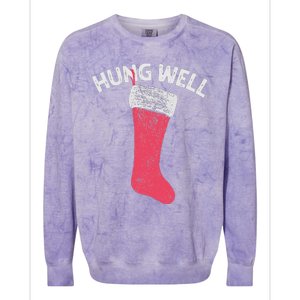 Hung Well Raunchy Christmas Dirty Christmas Party Joke Colorblast Crewneck Sweatshirt