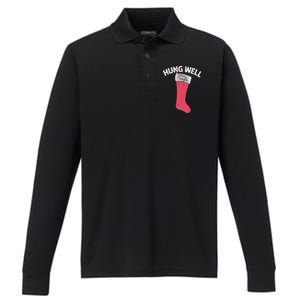 Hung Well Raunchy Christmas Dirty Christmas Party Joke Performance Long Sleeve Polo