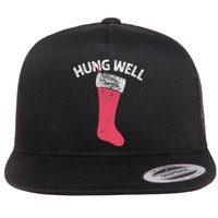 Hung Well Raunchy Christmas Dirty Christmas Party Joke Flat Bill Trucker Hat