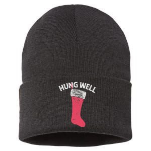 Hung Well Raunchy Christmas Dirty Christmas Party Joke Sustainable Knit Beanie