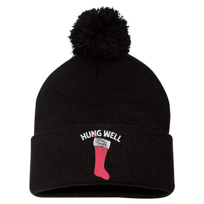 Hung Well Raunchy Christmas Dirty Christmas Party Joke Pom Pom 12in Knit Beanie