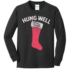 Hung Well Raunchy Christmas Dirty Christmas Party Joke Kids Long Sleeve Shirt