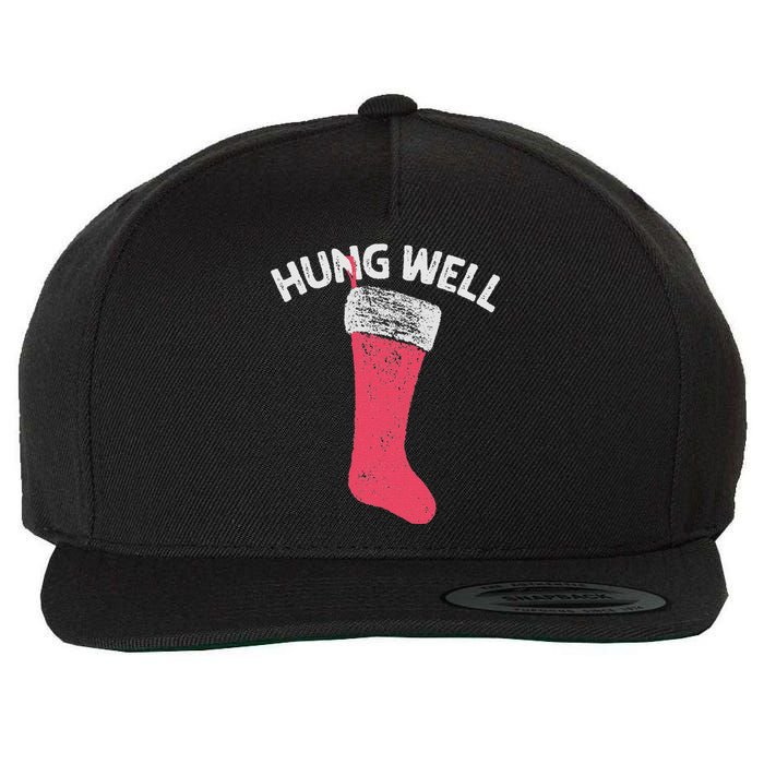 Hung Well Raunchy Christmas Dirty Christmas Party Joke Wool Snapback Cap