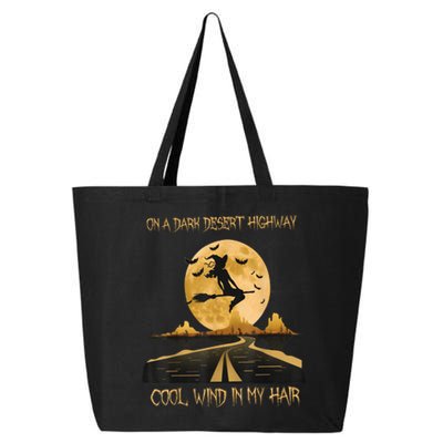 Halloween Witch Riding Brooms On A Dark Desert Highways Road 25L Jumbo Tote