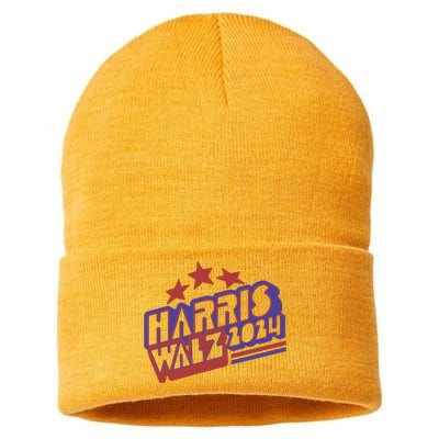 Harris Walz Retro Vibe Kamala Harris Election 2024 Sustainable Knit Beanie