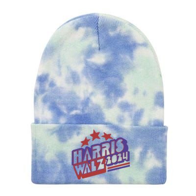 Harris Walz Retro Vibe Kamala Harris Election 2024 Tie Dye 12in Knit Beanie