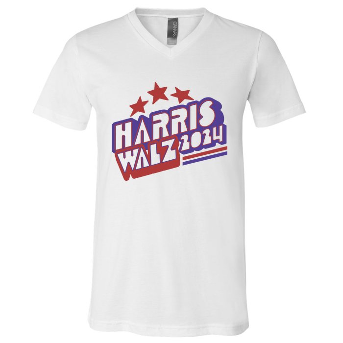 Harris Walz Retro Vibe Kamala Harris Election 2024 V-Neck T-Shirt