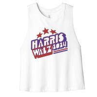 Harris Walz Retro Vibe Kamala Harris Election 2024 Women's Racerback Cropped Tank