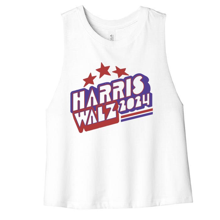 Harris Walz Retro Vibe Kamala Harris Election 2024 Women's Racerback Cropped Tank