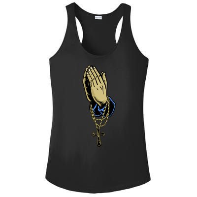 Hand With Rosary Praying Cross Ladies PosiCharge Competitor Racerback Tank