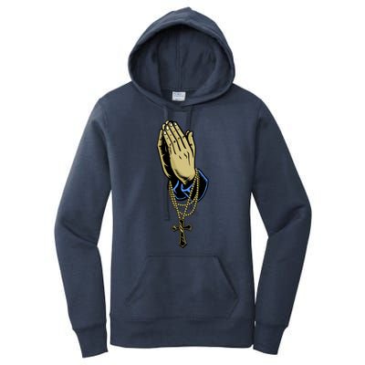 Hand With Rosary Praying Cross Women's Pullover Hoodie