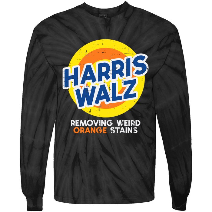 Harris Walz Removing Weird Orange Stains Tie-Dye Long Sleeve Shirt