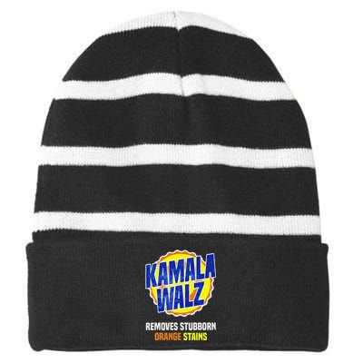 Harris Walz Removes Stubborn Orange Stains Vote Feminist Striped Beanie with Solid Band