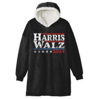 Harris Waltz2024 Retro Stripe Kamala Harris Tim Waltz24 Hooded Wearable Blanket