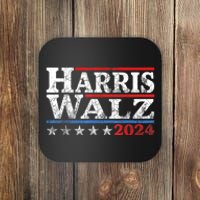 Harris Waltz2024 Retro Stripe Kamala Harris Tim Waltz24 Coaster