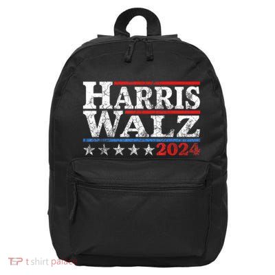 Harris Waltz2024 Retro Stripe Kamala Harris Tim Waltz24 16 in Basic Backpack