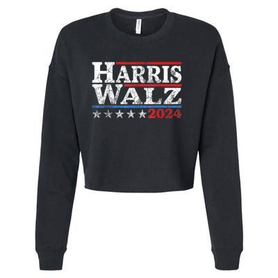 Harris Waltz2024 Retro Stripe Kamala Harris Tim Waltz24 Cropped Pullover Crew