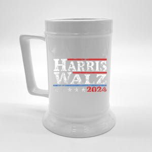 Harris Waltz2024 Retro Stripe Kamala Harris Tim Waltz24 Beer Stein