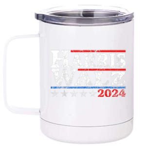 Harris Waltz2024 Retro Stripe Kamala Harris Tim Waltz24 12 oz Stainless Steel Tumbler Cup