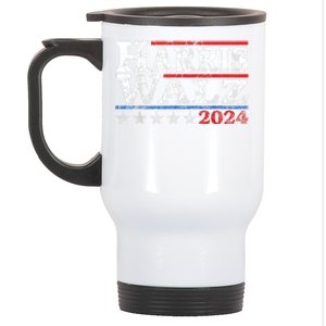 Harris Waltz2024 Retro Stripe Kamala Harris Tim Waltz24 Stainless Steel Travel Mug