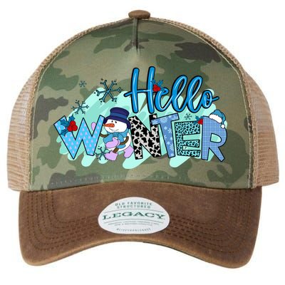 Hello Winter Snowman Christmas Snowflake Gift Legacy Tie Dye Trucker Hat