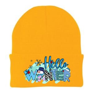 Hello Winter Snowman Christmas Snowflake Gift Knit Cap Winter Beanie