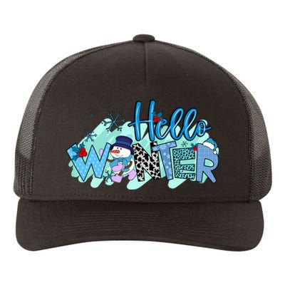 Hello Winter Snowman Christmas Snowflake Gift Yupoong Adult 5-Panel Trucker Hat